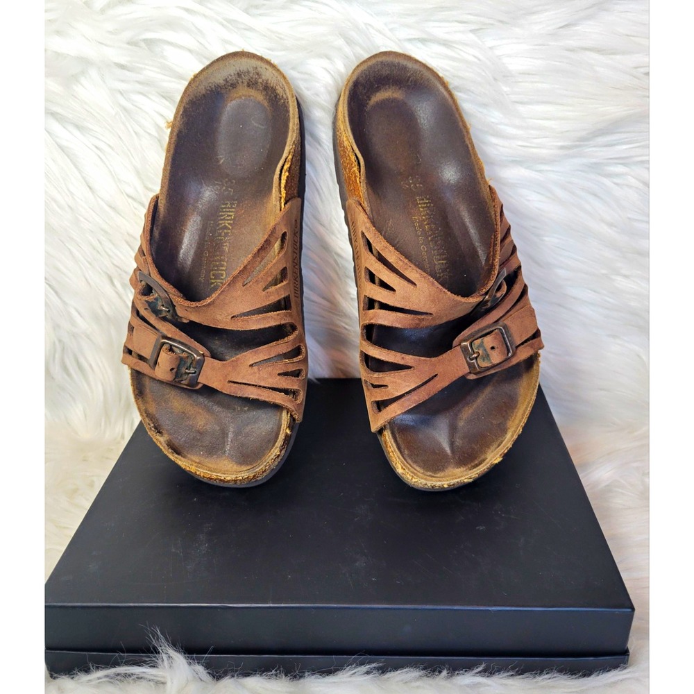 Birkenstock Brown Slide Sandals Buckle Adjustable Strap US 4-5 Women